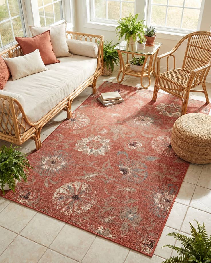 Detail image of 5' x 8' Easy-Clean Botanical Indoor / Outdoor Rug