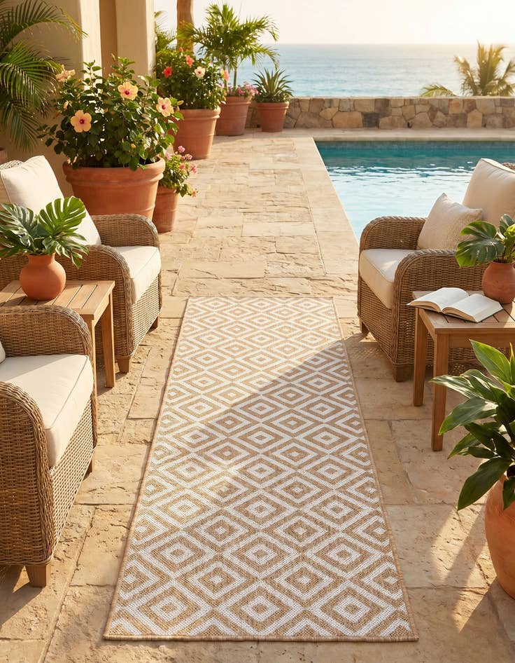 Detail image of 2' x 6' Easy-Clean Jill Zarin Costa Rica Indoor / Outdoor Runner Rug
