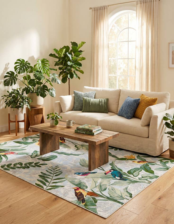 Detail image of 7' 10 x 10' Easy-Clean Botanical Indoor / Outdoor Rug