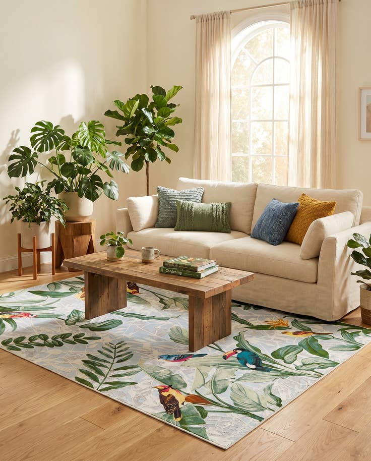 Detail image of 7' 10 x 10' Easy-Clean Botanical Indoor / Outdoor Rug