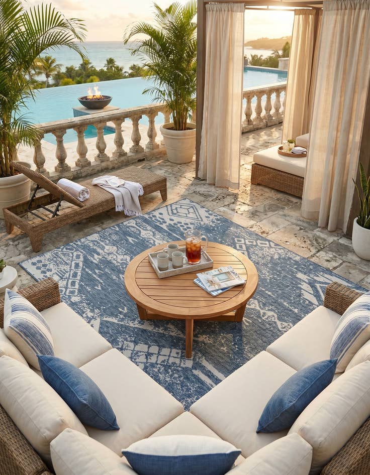 Detail image of 7' x 10' Easy-Clean Bohemian Indoor / Outdoor Rug