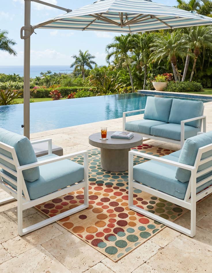 Detail image of 6' x 6' Easy-Clean Modern Indoor / Outdoor Square Rug