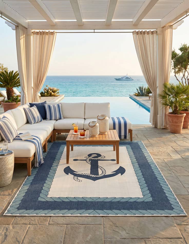 Detail image of 9' x 12' Easy-Clean Coastal Indoor / Outdoor Rug