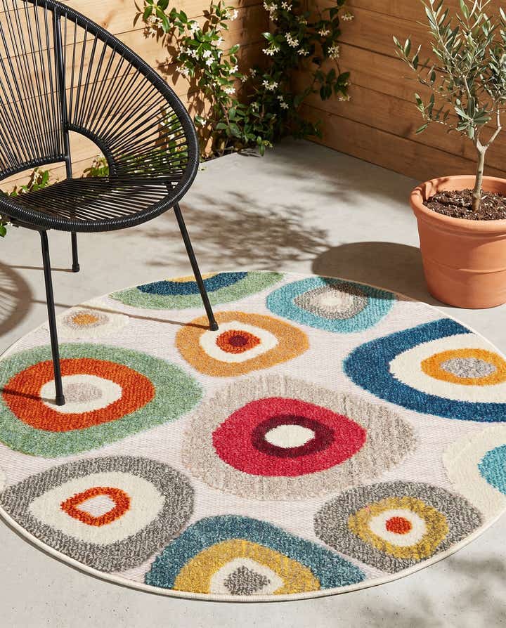 3' x 3' Easy-Clean Casablanca Indoor / Outdoor Round Rug