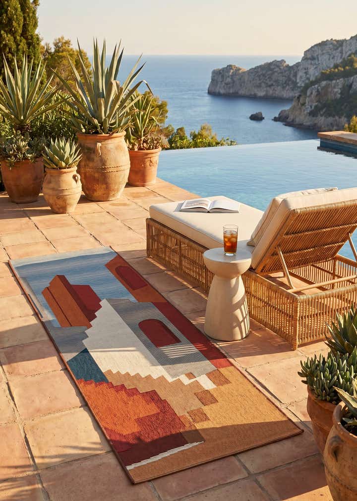 2' x 6' Easy-Clean Modern Indoor / Outdoor Runner Rug