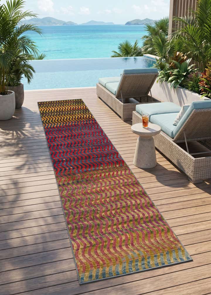 2' 7 x 12' Easy-Clean Modern Indoor / Outdoor Runner Rug