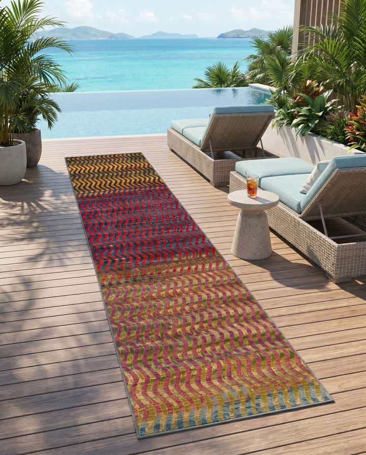 2' 7 x 12' Easy-Clean Modern Indoor / Outdoor Runner Rug