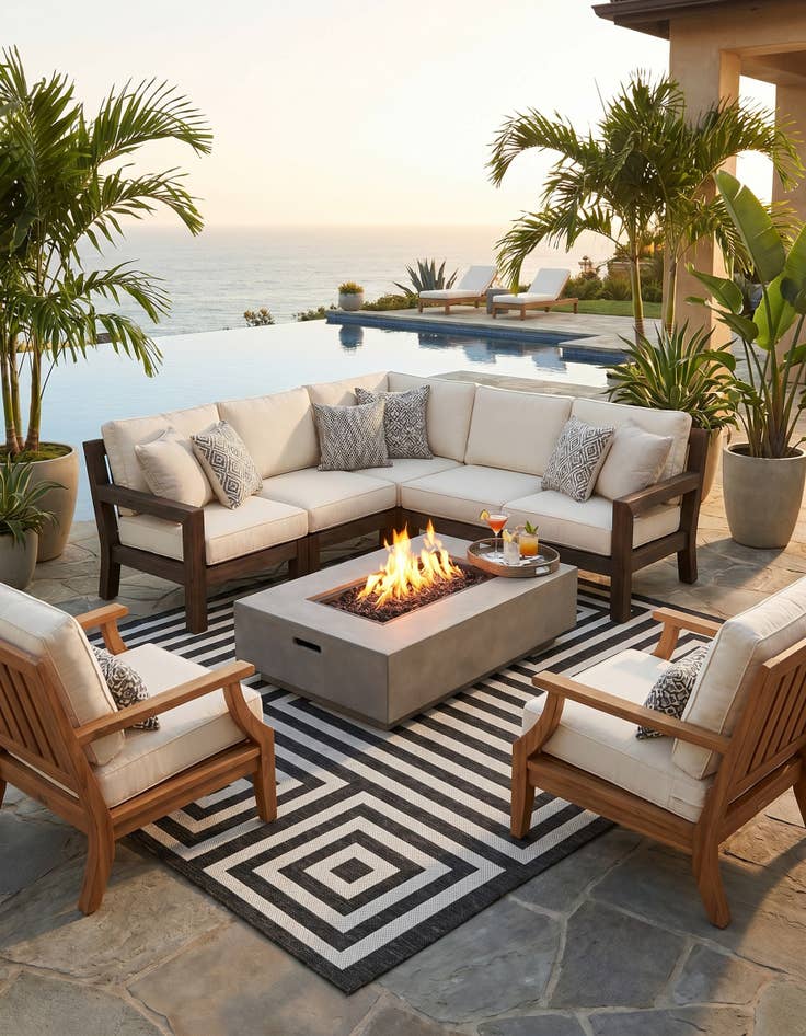 Detail image of 10' x 10' Easy-Clean Modern Indoor / Outdoor Square Rug