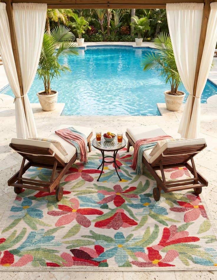 Detail image of 7' 10 x 7' 10 Easy-Clean Casablanca Indoor / Outdoor Square Rug