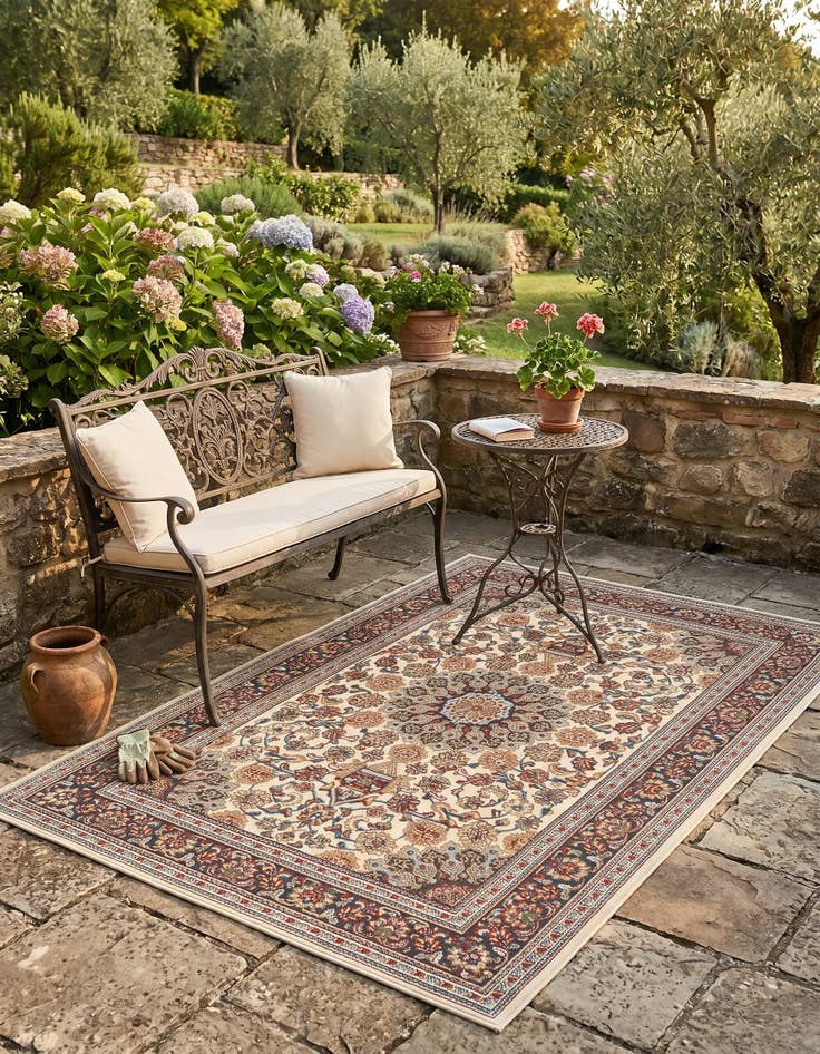 Detail image of 4' 1 x 6' 1 Easy-Clean Traditional Indoor / Outdoor Rug