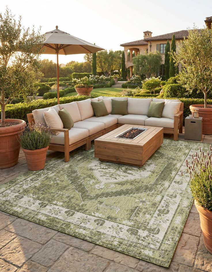 Detail image of 7' x 10' Easy-Clean Traditional Indoor / Outdoor Rug