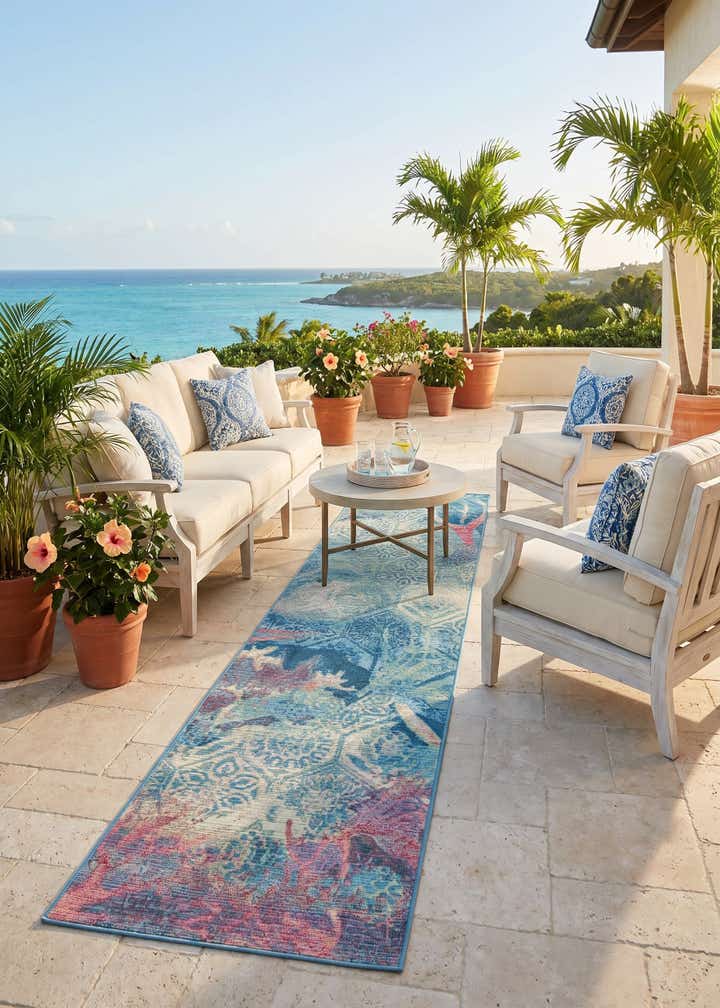 2' x 8' Easy-Clean Coastal Indoor / Outdoor Runner Rug