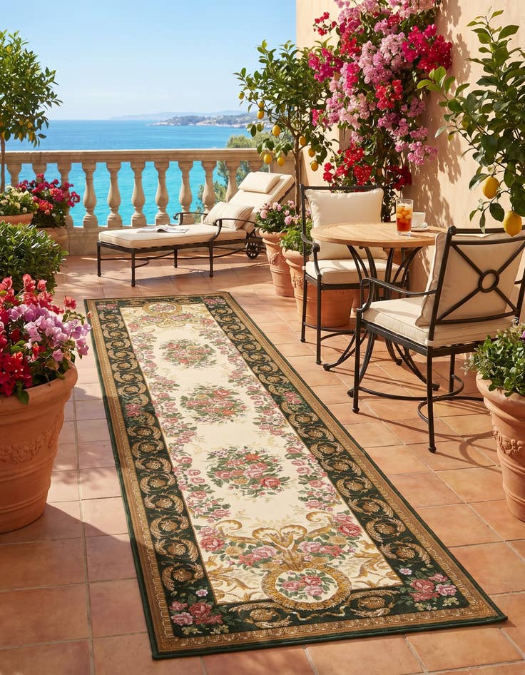 Detail image of 2' 7 x 10' Easy-Clean Traditional Indoor / Outdoor Runner Rug