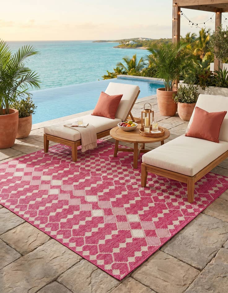 Detail image of 7' 10 x 11' Easy-Clean Lattice Indoor / Outdoor Rug