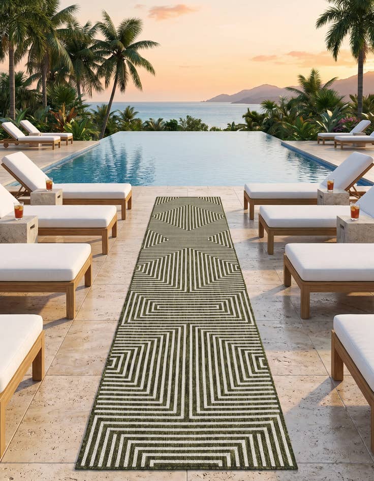 Detail image of 2' 7 x 12' Easy-Clean Modern Indoor / Outdoor Runner Rug