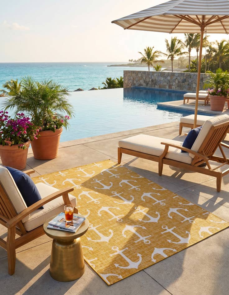 Detail image of 4' x 6' Easy-Clean Coastal Indoor / Outdoor Rug