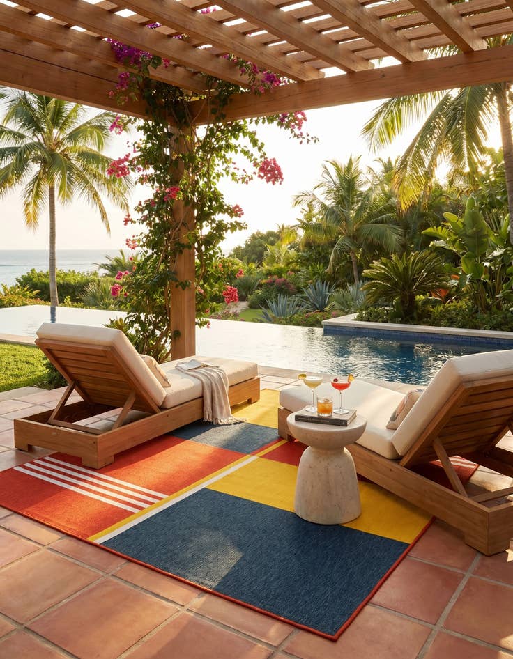 Detail image of 5' 3 x 8' Easy-Clean Modern Indoor / Outdoor Rug