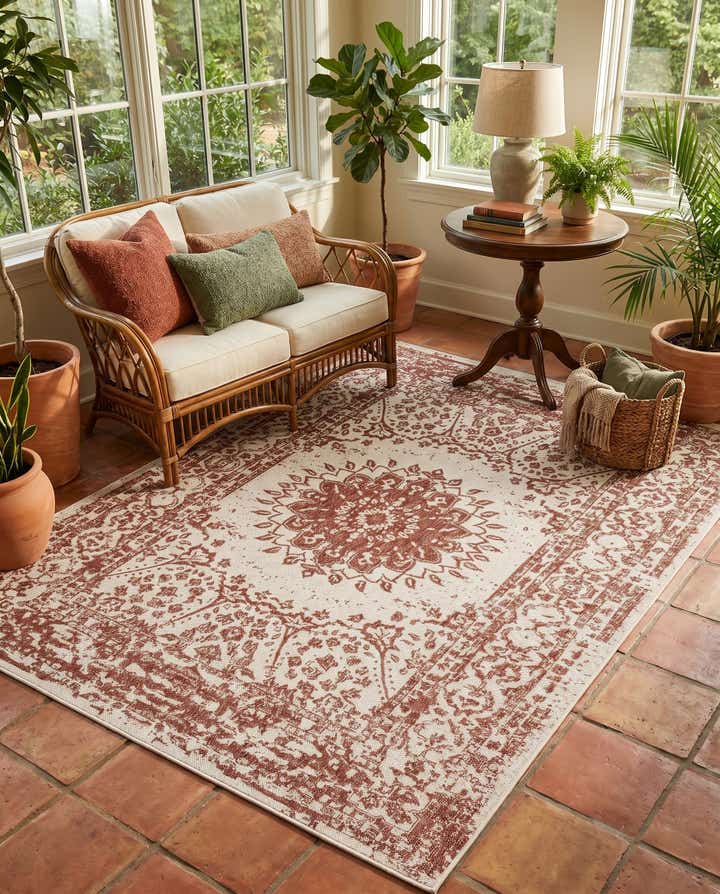 5' 3 x 8' Easy-Clean Traditional Indoor / Outdoor Rug