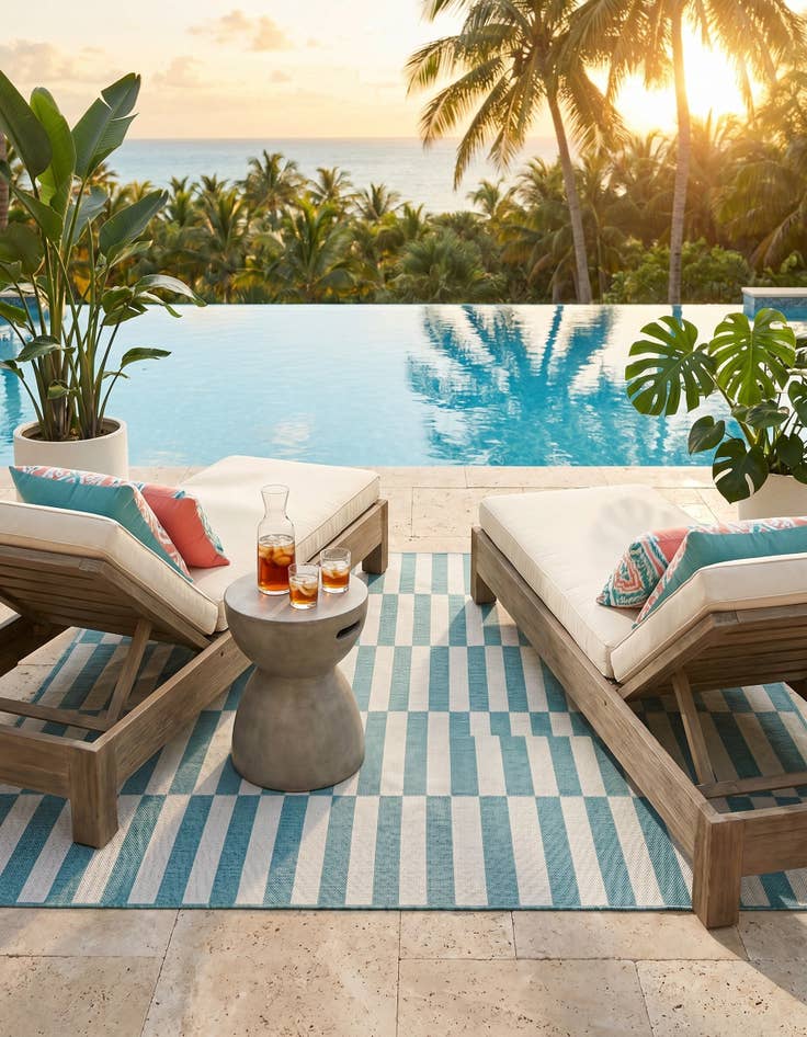 Detail image of 5' 3 x 8' Easy-Clean Ribbon Indoor / Outdoor Rug