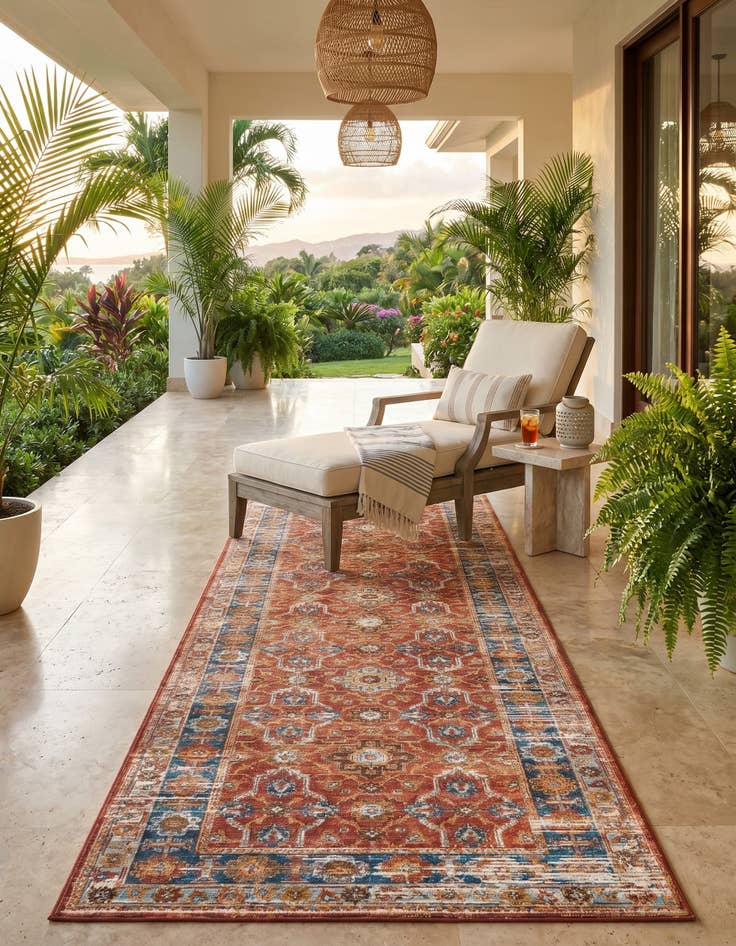 Detail image of 2' 7 x 10' Easy-Clean Traditional Indoor / Outdoor Runner Rug