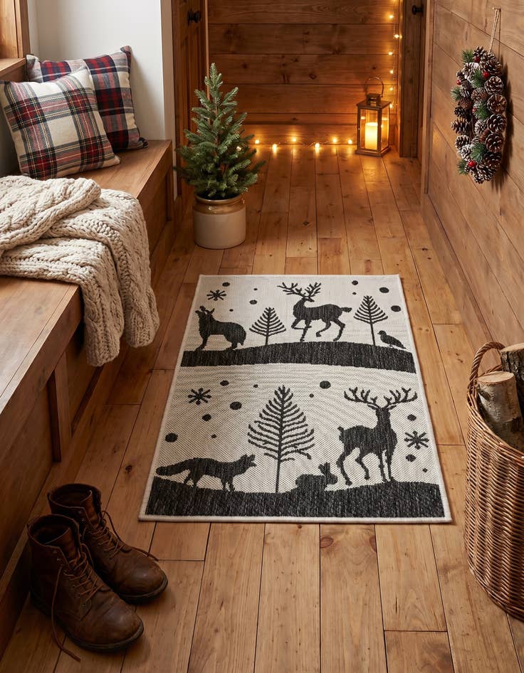 Detail image of 2' x 3' Easy-Clean Holiday Indoor / Outdoor Rug