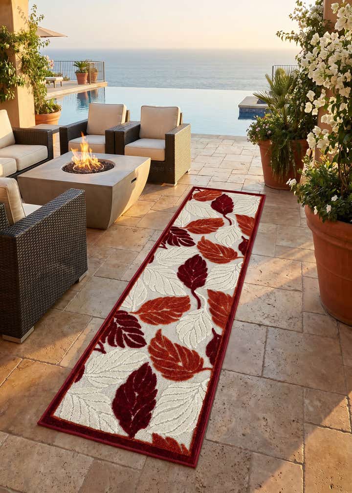 2' x 6' Easy-Clean Botanical Indoor / Outdoor Runner Rug
