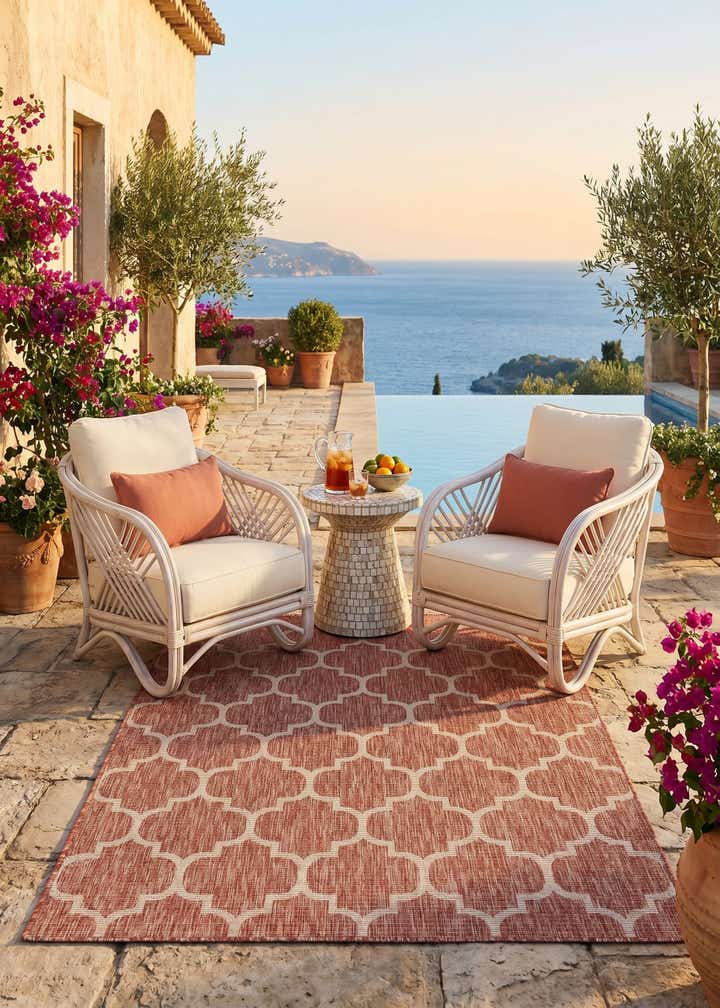 5' 3 x 8' Easy-Clean Lattice Indoor / Outdoor Rug