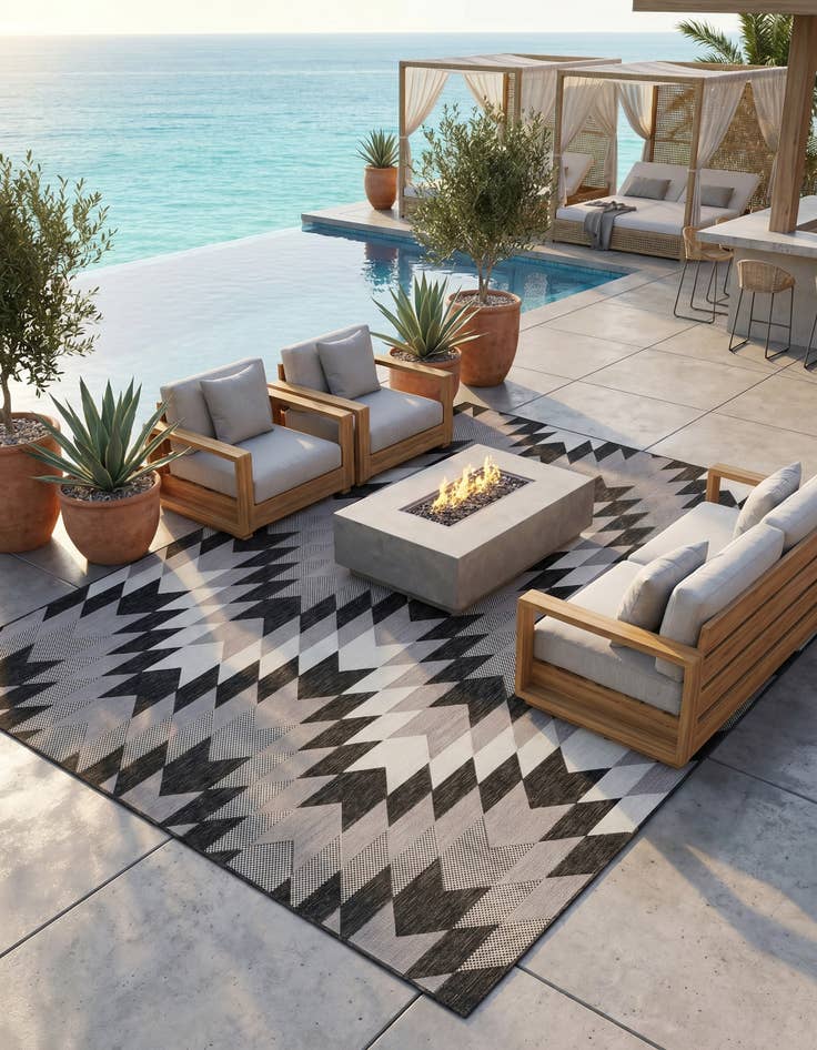Detail image of 9' x 12' Easy-Clean Modern Indoor / Outdoor Rug