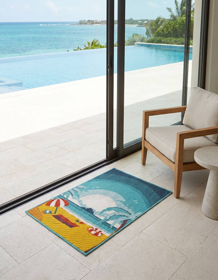 Detail image of 2' x 3' Easy-Clean Coastal Indoor / Outdoor Rug