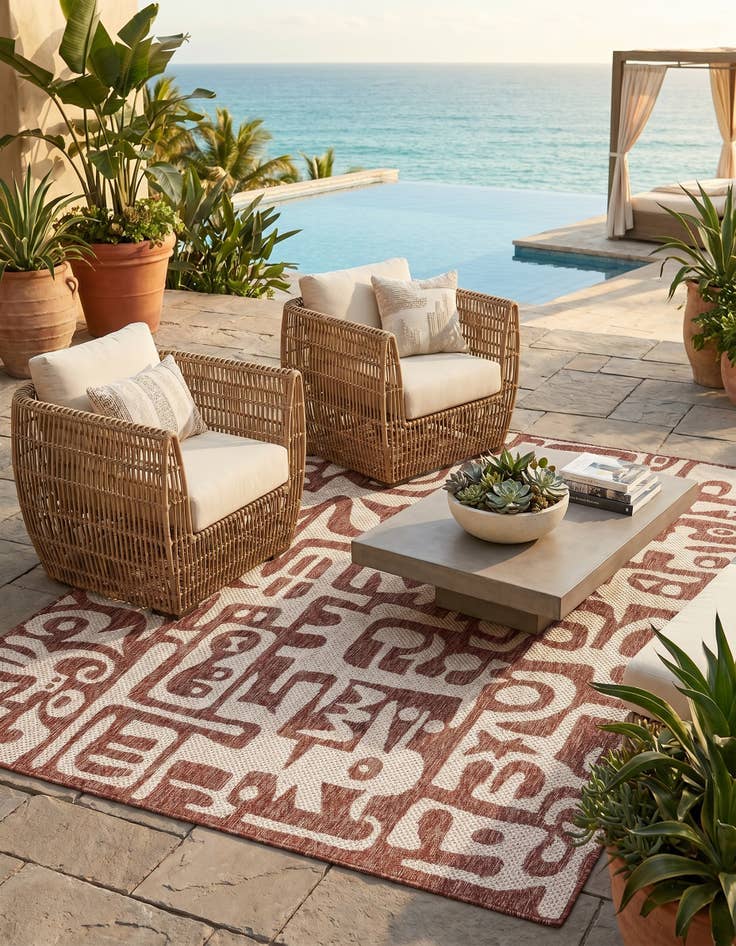 Detail image of 5' 3 x 7' Easy-Clean Modern Indoor / Outdoor Rug