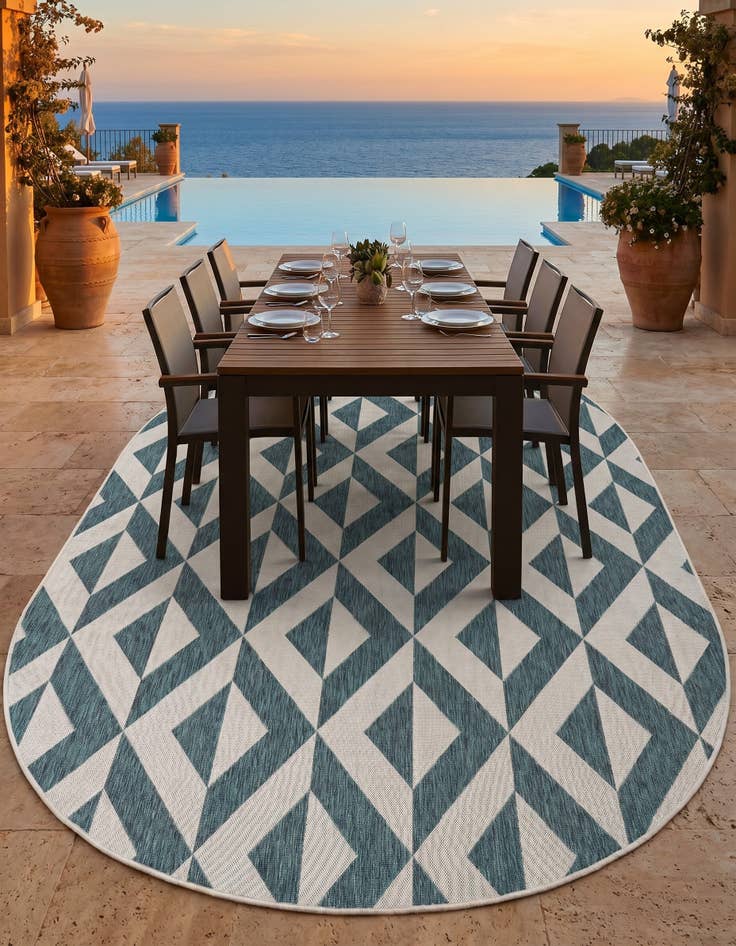 Detail image of 7' 10 x 10' Easy-Clean Jill Zarin Napa Indoor / Outdoor Oval Rug