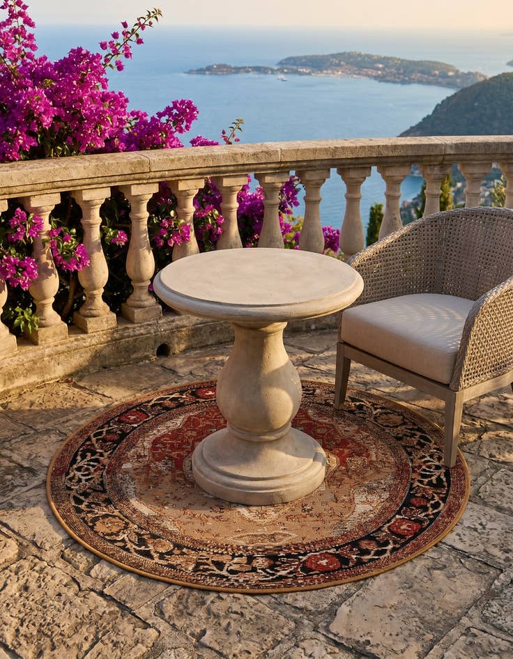 Detail image of 3' x 3' Easy-Clean Traditional Indoor / Outdoor Round Rug