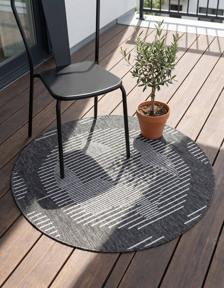 Detail image of 3' x 3' Easy-Clean Modern Indoor / Outdoor Round Rug