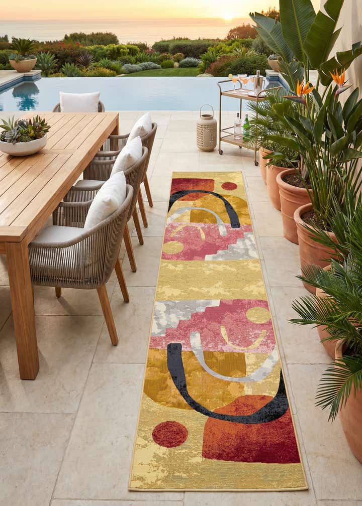 2' 7 x 12' Easy-Clean Modern Indoor / Outdoor Runner Rug