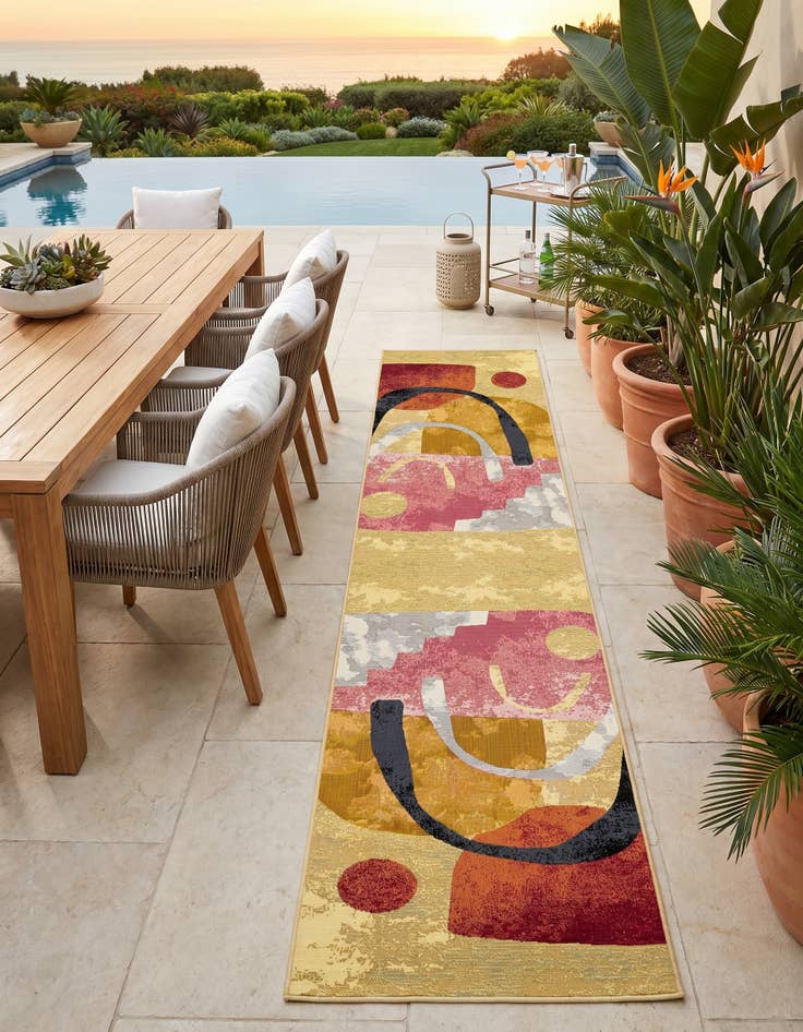 Detail image of 2' 7 x 12' Easy-Clean Modern Indoor / Outdoor Runner Rug