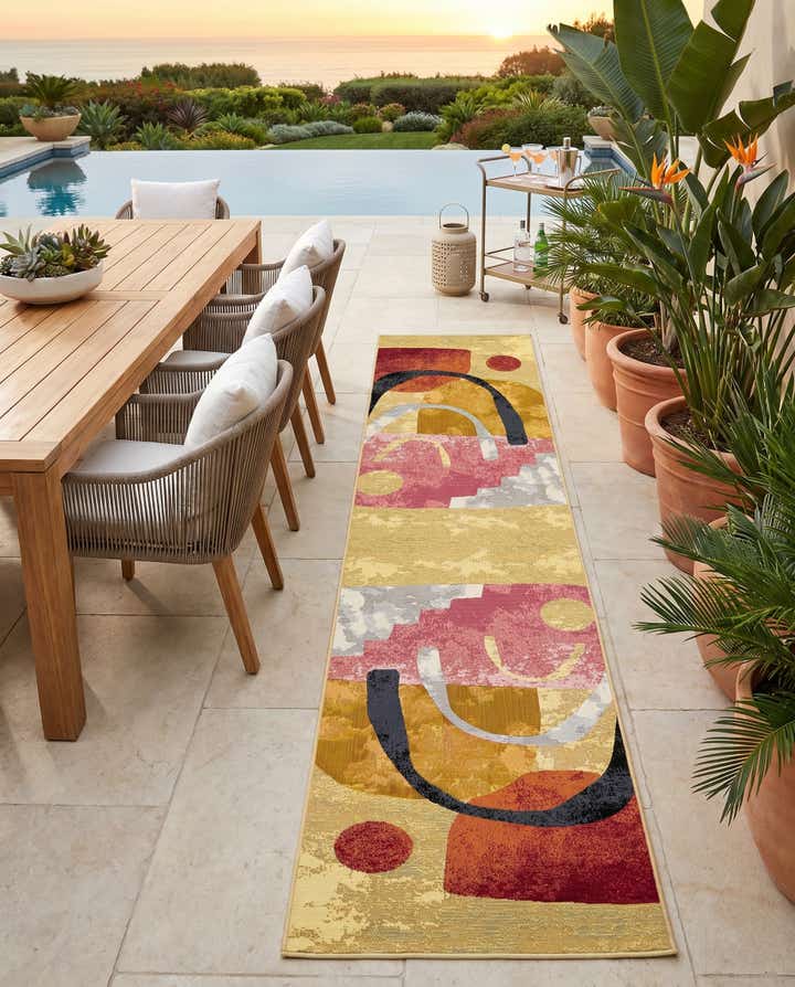 2' 7 x 12' Easy-Clean Modern Indoor / Outdoor Runner Rug