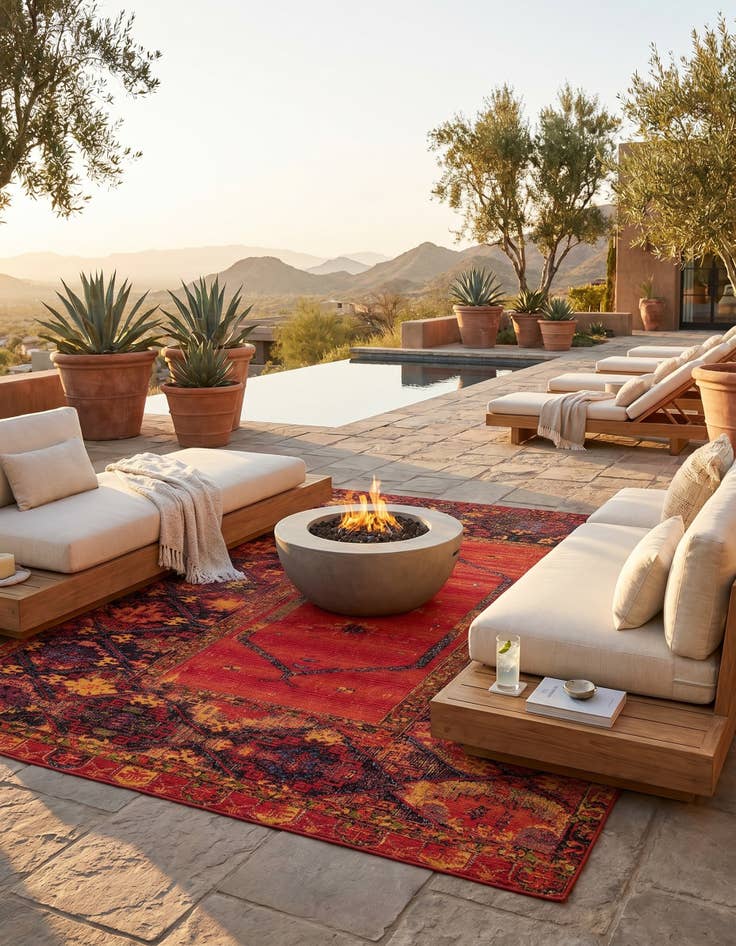 Detail image of 7' 10 x 10' Easy-Clean Tribal Indoor / Outdoor Rug