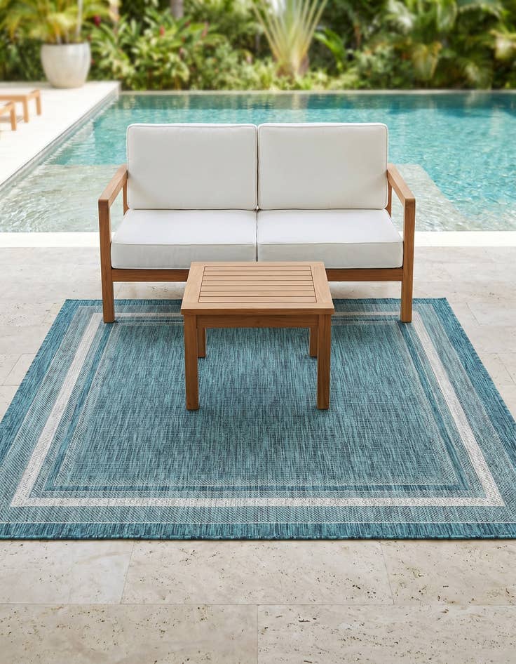 Detail image of 5' 3 x 5' 3 Easy-Clean Border Indoor / Outdoor Square Rug