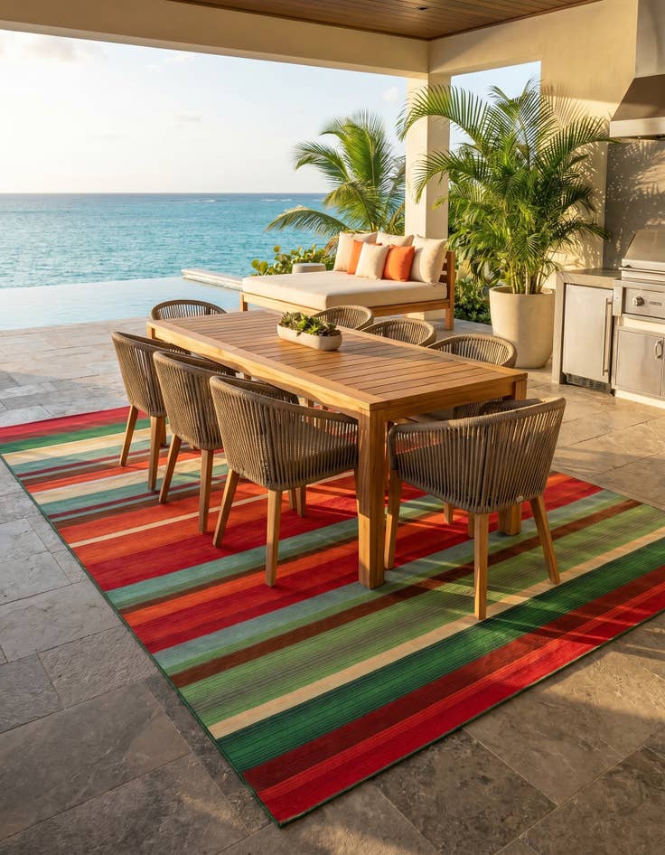 Detail image of 7' 10 x 11' Easy-Clean Modern Indoor / Outdoor Rug