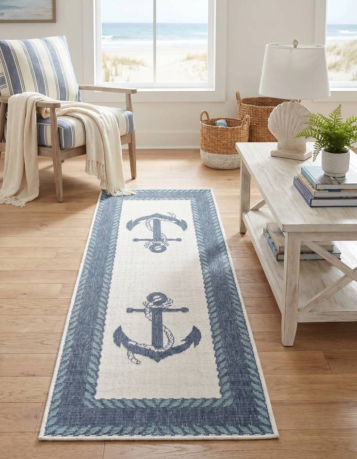 Detail image of 2' x 6' Easy-Clean Coastal Indoor / Outdoor Runner Rug