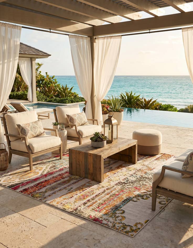 Detail image of 7' 10 x 7' 10 Easy-Clean Casablanca Indoor / Outdoor Square Rug