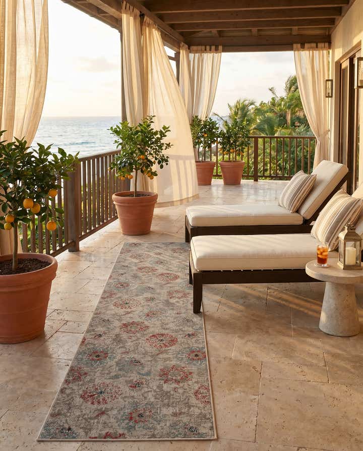 2' 7 x 12' Easy-Clean Botanical Indoor / Outdoor Runner Rug