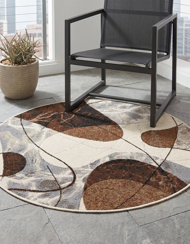 Detail image of 3' x 3' Easy-Clean Modern Indoor / Outdoor Round Rug