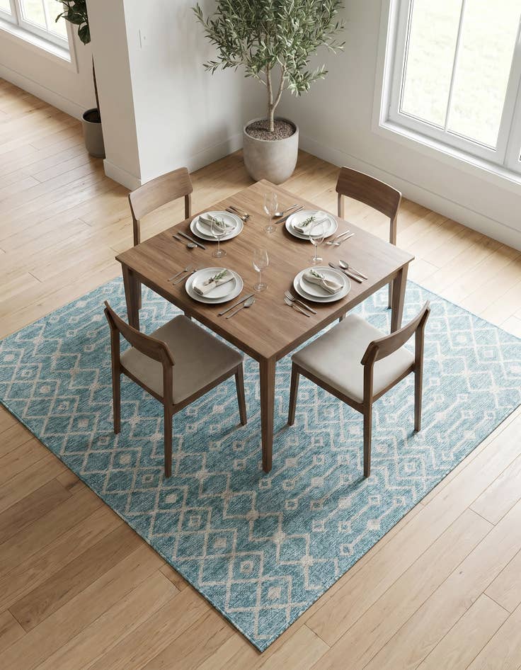 Detail image of 7' 10 x 7' 10 Easy-Clean Trellis Indoor / Outdoor Square Rug