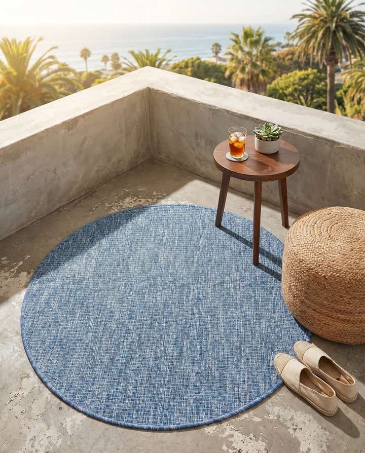 3' x 3' Easy-Clean Solid Indoor / Outdoor Round Rug