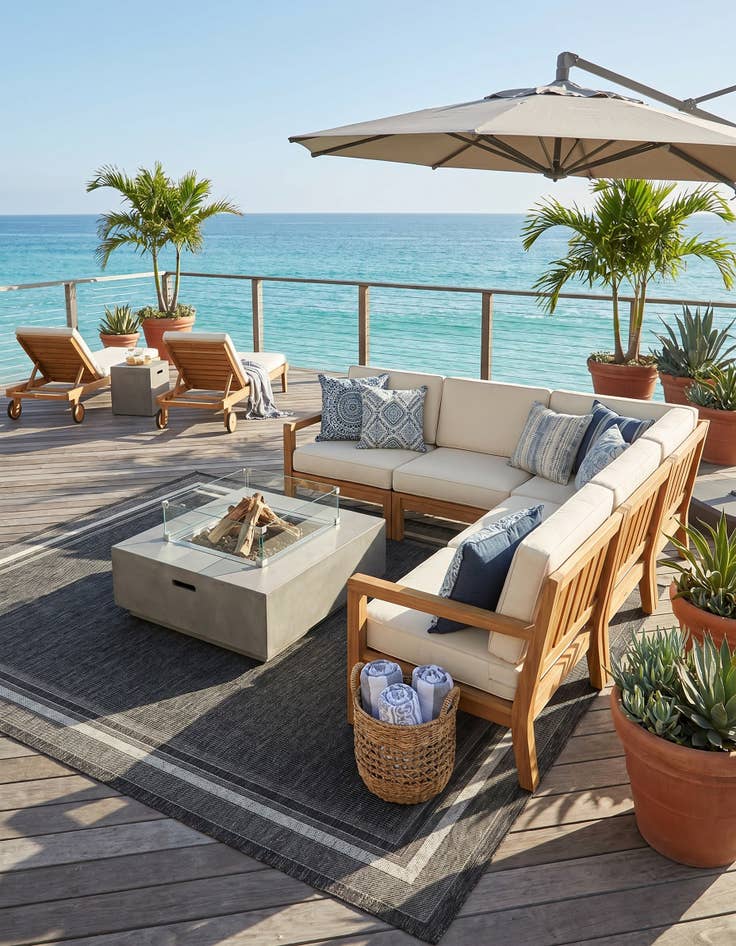 Detail image of 7' 10 x 10' Easy-Clean Border Indoor / Outdoor Rug