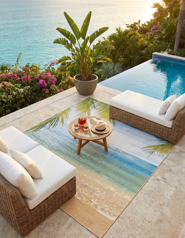 Detail image of 7' 10 x 10' Easy-Clean Coastal Indoor / Outdoor Rug