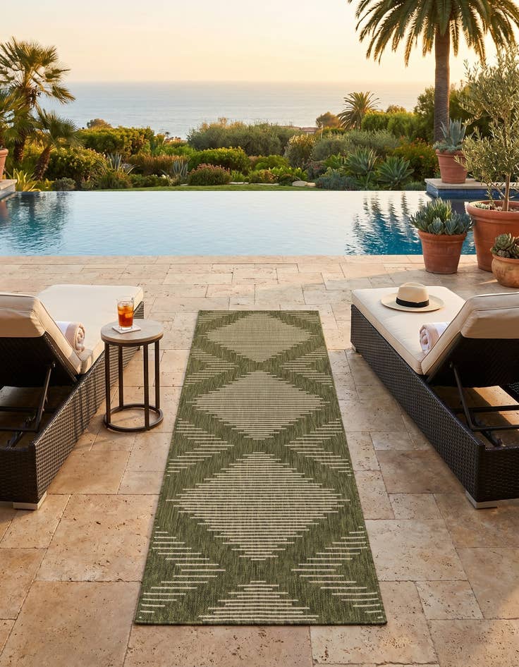 Detail image of 2' x 8' Easy-Clean Modern Indoor / Outdoor Runner Rug