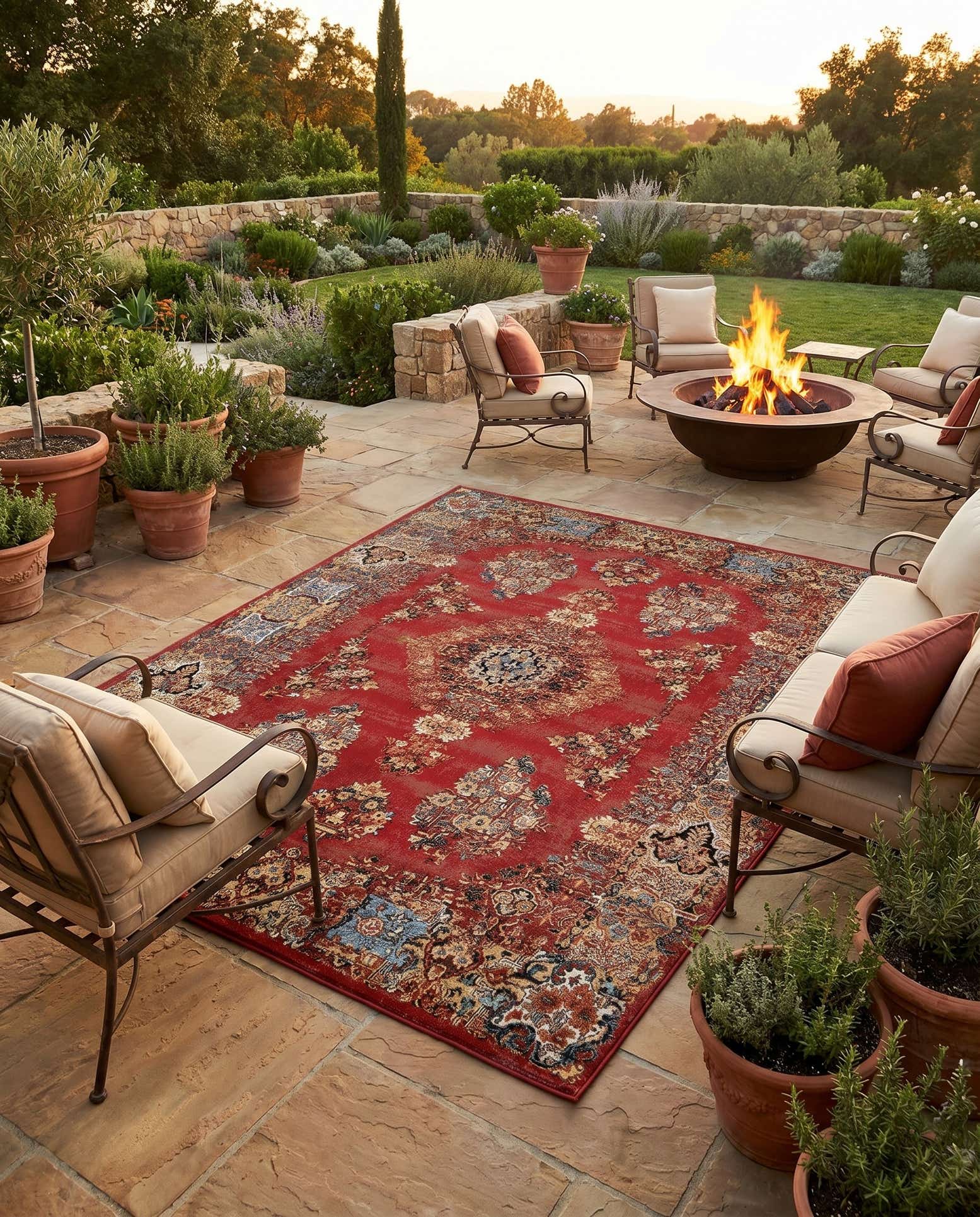 9' x 12' Easy-Clean Traditional Indoor / Outdoor Rug