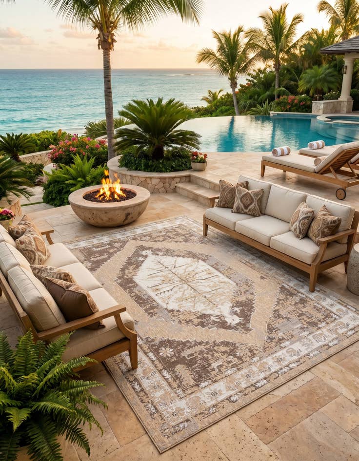 Detail image of 10' x 14' Easy-Clean Traditional Indoor / Outdoor Rug